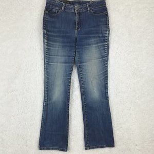 Lee Womens Jeans Boot Cut Curvy‎ Blue Denim Stone Wash Mid Rise Whiskering 8